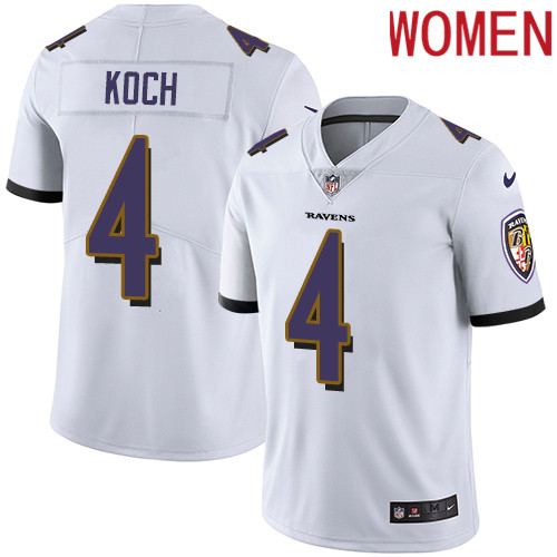 2019 Women Baltimore Ravens 4 Koch white Nike Vapor Untouchable Limited NFL Jersey
